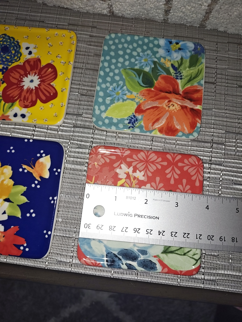 Pioneer Woman Floral Breezy Ceramic Cork Back Coaster Set Of 4 Flowers - Picture 3 of 5